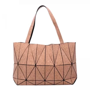 Cartera Tote Geo Vegana Corcho Natural