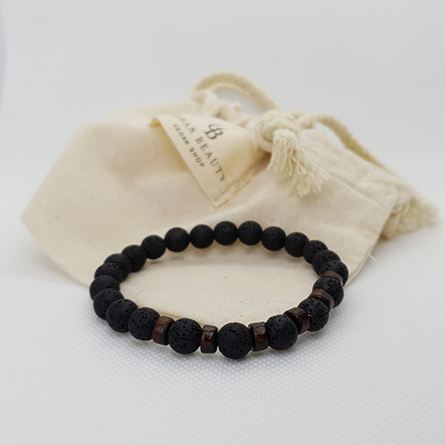 Pulsera Vegana Piedra Natural Volcánica